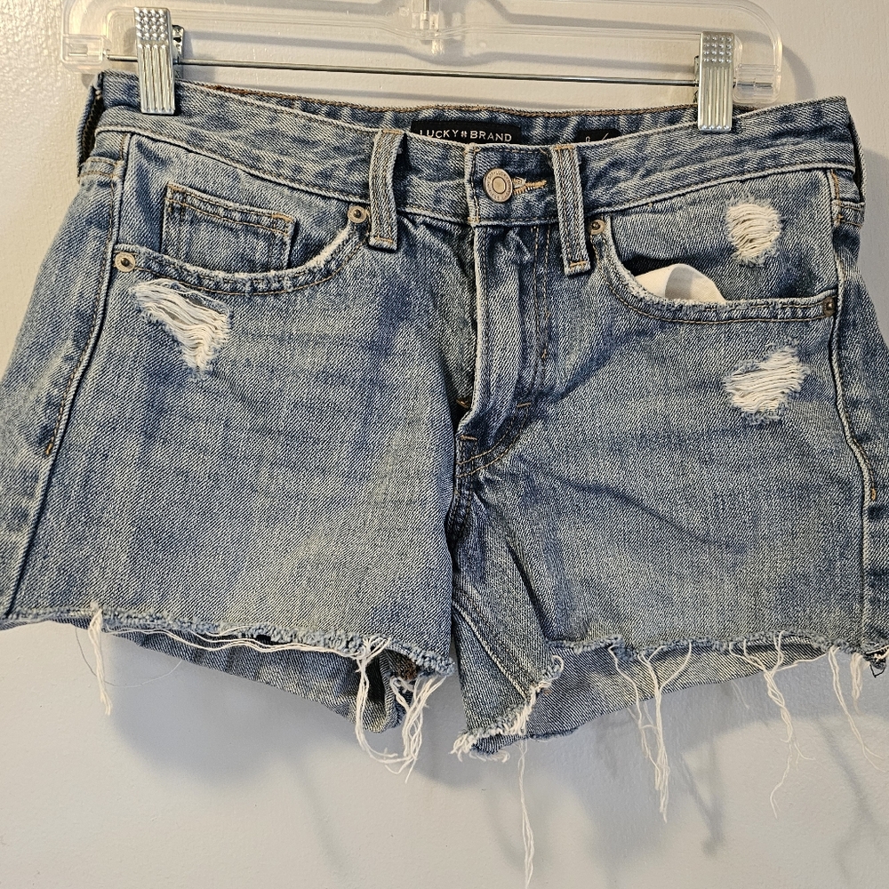Lucky Brand Boyfriend Shorts Women's Size 0/26 Distressed Raw Hem